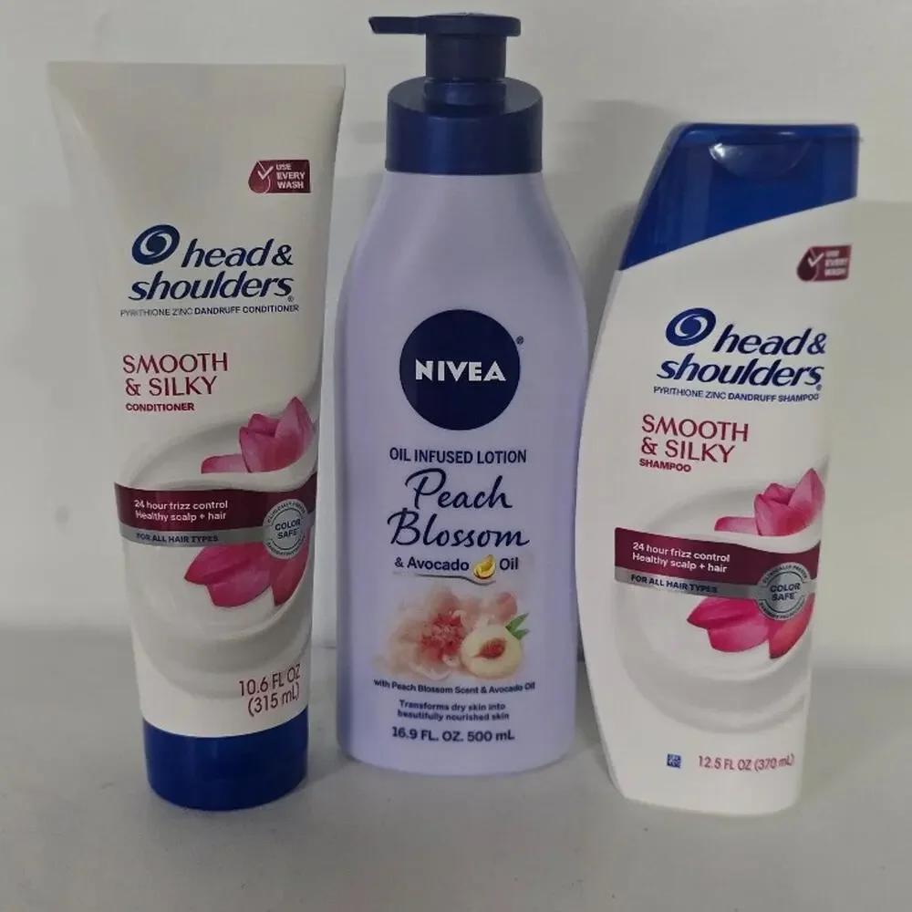 Head & Shoulders Smooth & Silky Set + Nivea Peach Blossom Body Lotion (3 pcs
